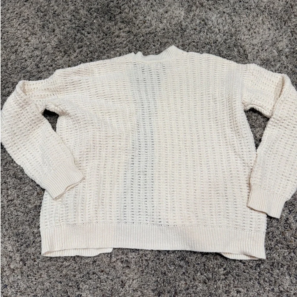 Cat & Jack Girls Cream Open Front Knit Cardigan Sweater Size L 10/12 Off White